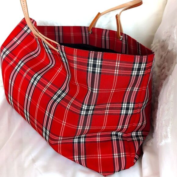 Red Canvas Inspired Plaid Tote  by  Lord and Taylor🎀 - Picture 8 of 16